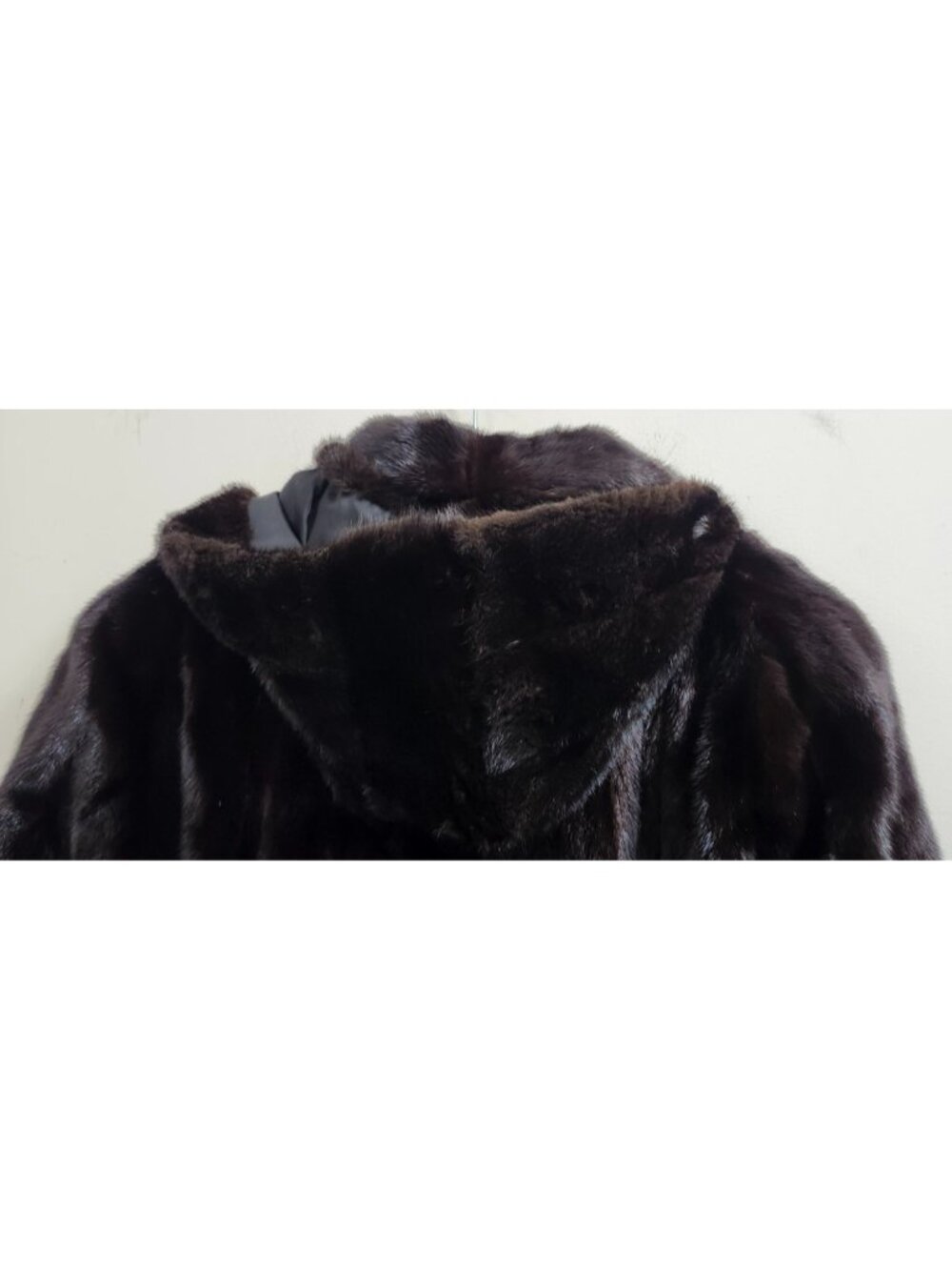 Genuine Mink Fur Full Length Hooded Maxi Coat Dark Brown Detachable Hood Size XL - Picture 10 of 16
